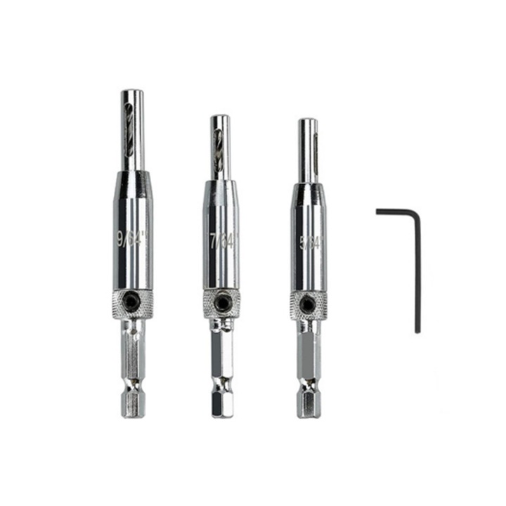 Set burghie din otel rapid, Enforose, 3 bucati, rezistenta la caldura si coroziune, tija hexagonala de 1/4 inch