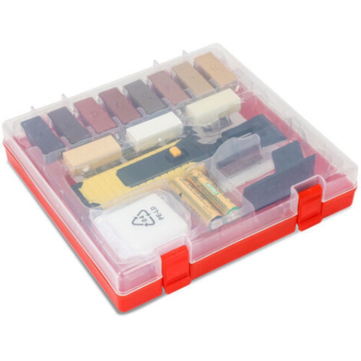 Kit reparare parchet laminat si vinil, 11 culori, instrument topire ceara, 15x2cm