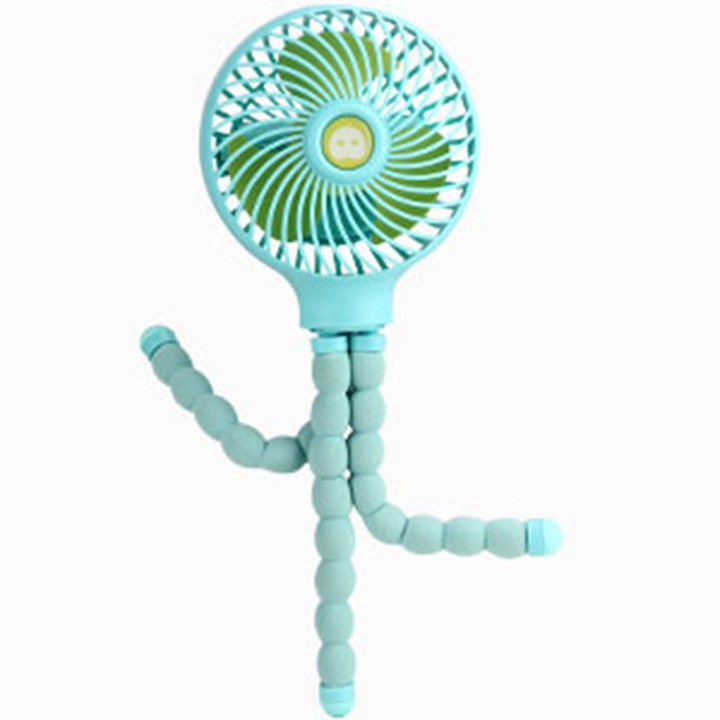 Ventilator mini portabil cu trepied flexibil, 3 viteze, albastru, 287x111x82mm, set