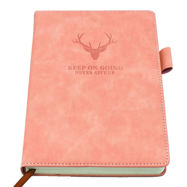 Agenda din piele cu coperta tare, Enforose, A5, 360 pagini, hartie crem, inchidere magnetica, 3 semne de carte