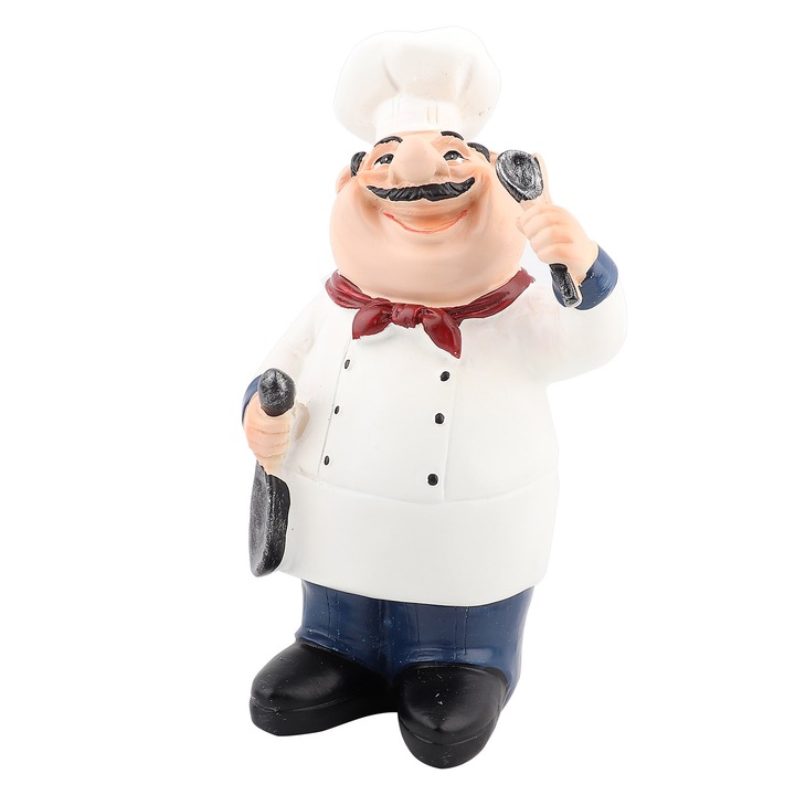 Figurina din rasina, stil vintage american, bucatar fericit, decor pentru casa, restaurant, cafenea, tableta (71110‑04)