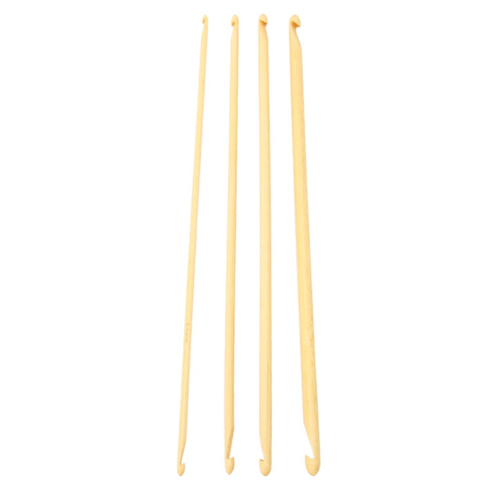 Set 4 crosete tunisiene bambus 24x0.3-0.6cm multicolor