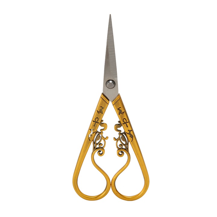 Foarfece vintage metalice galbene 14x5.8cm
