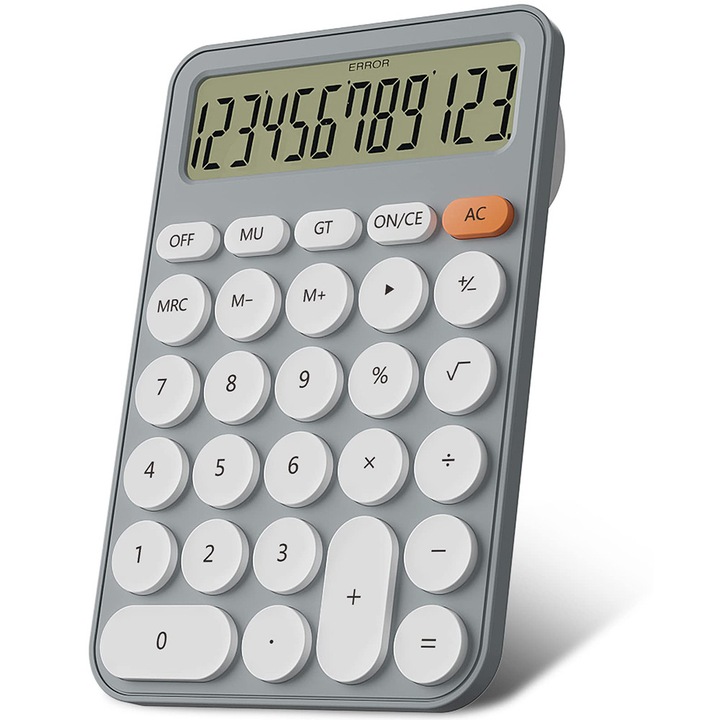 Calculator de birou HERUSI 12 cifre gri 10.5x2.8x15.8cm