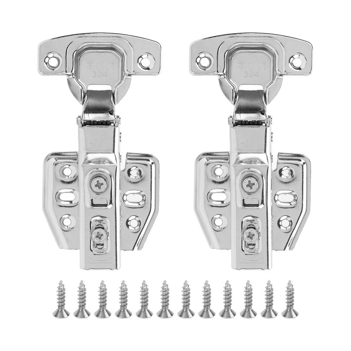 2 db rozsdamentes acél zsanér készlet, 2.0mm, 105-110 fokos, halk záródású mechanizmussal, konyhába és fürdőszobába