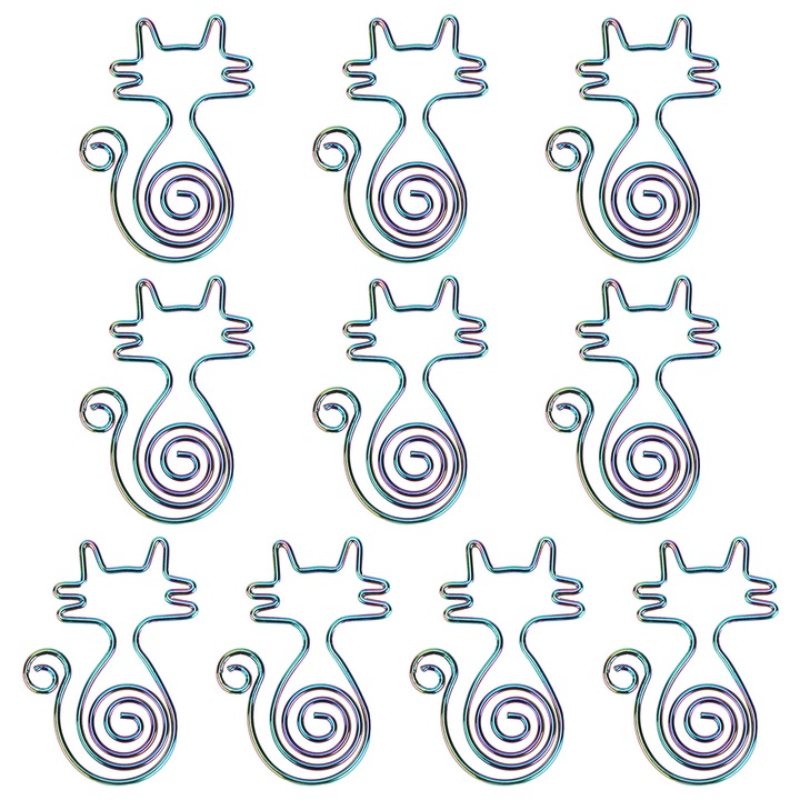 Agrafe de hartie HERUSI set 10 buc multicolor 3x1cm pisica