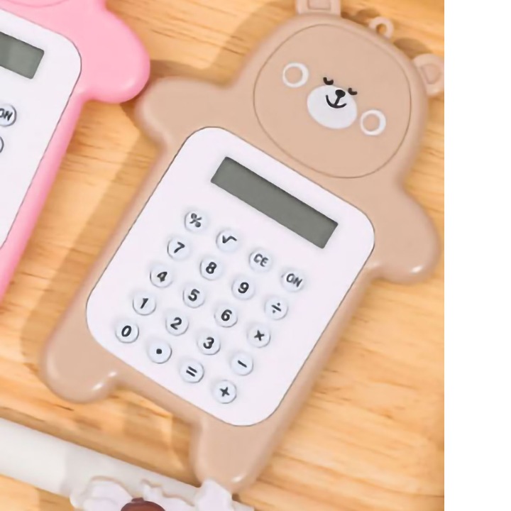 Calculator mini portabil ursulet, 8 cifre, roz