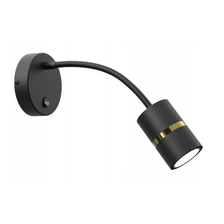 Стенна лампа GU10, EWILIGHT, черна със златни акценти, 10x2.5x7.5см
