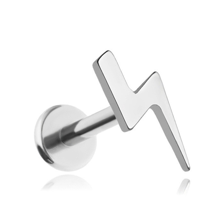 Cercel din titan, Nan, argintiu, 1,2x6mm, 8x4x0,9mm