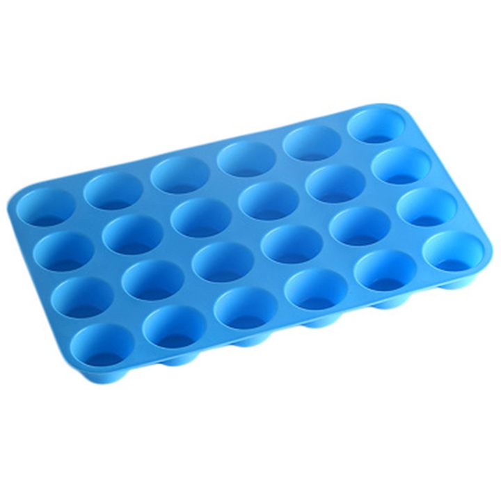 Tava silicon pentru briose 24 cavitati, rosu-albastru, 33x22cm