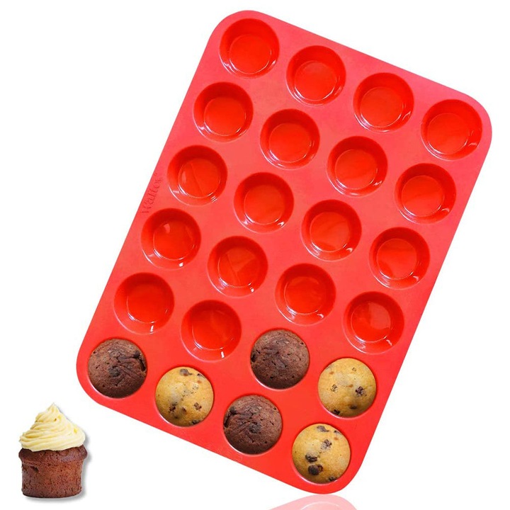 Szilikon muffin sütőforma 24 üreges, piros-kék, 33x22cm