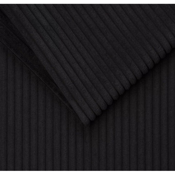 Tesatura de tapiterie Velur reiat, Material textil Cordroy, Taphiceros, Stoffa Catifea pentru Perne, DIY, Canapele, Heko Panels, Negru, Dimensiune 100 cm x 142 cm