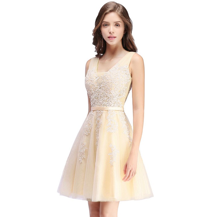 Rochie scurta de mireasa ivory cu dantela, 38