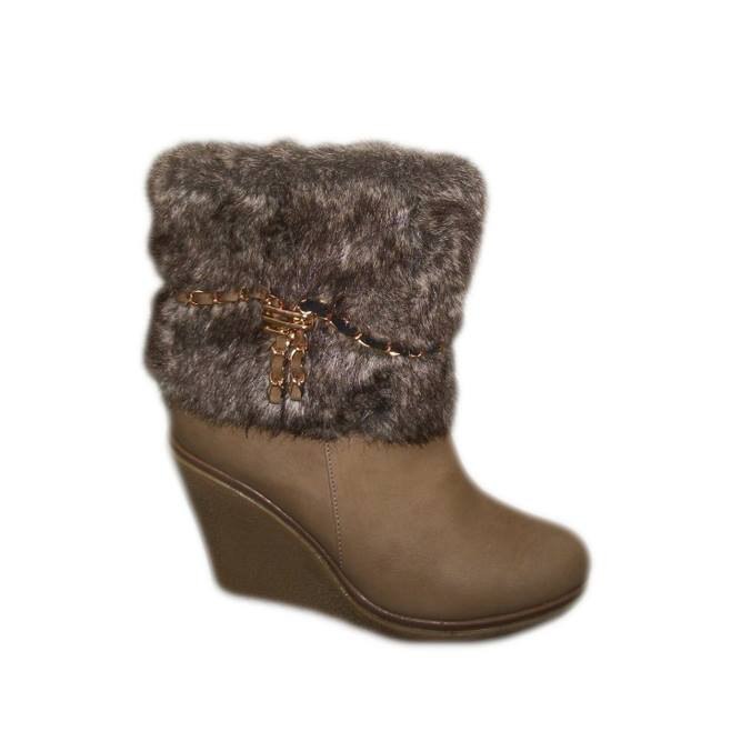 Botine cu toc si lant decorativ,D&J Exclusive, Maro