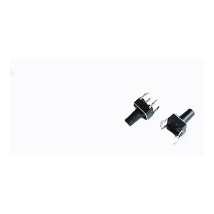 Kis gomb, 4 érintkező 6x6x9, 5 mm, zár nélkül, NO fekete, 12 V 0,05 A, H=6 mm