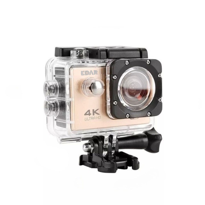 Спортна фото/видео камера EDAR 4k, 2-инчов LCD екран, водоустойчивост, 2-инчов LCD екран, златен