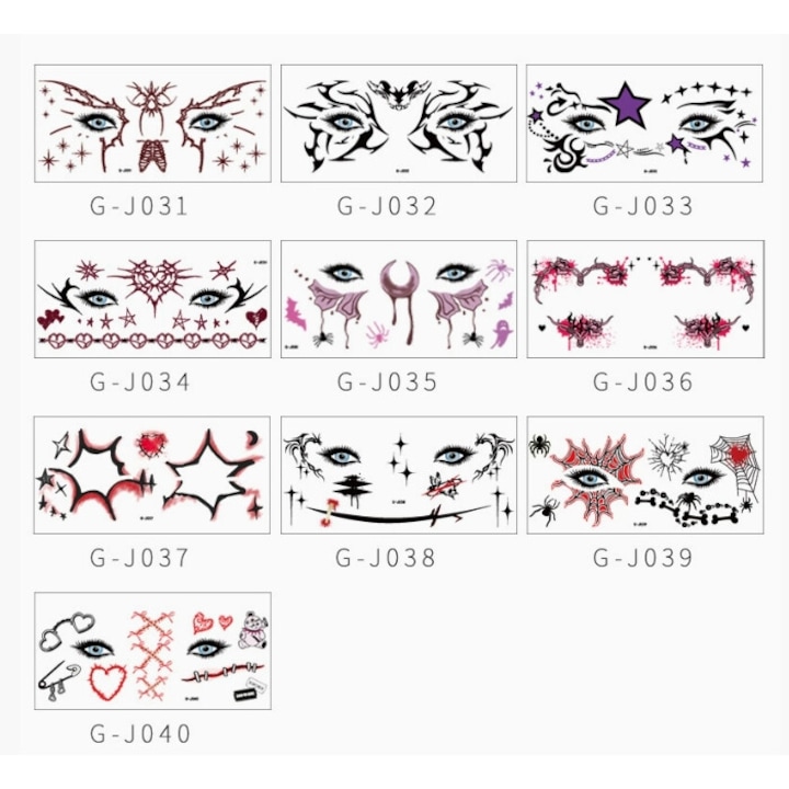 Tatuaje temporare unisex, stil desen animat, set de tatuaje faciale amuzante si hiper-realistice