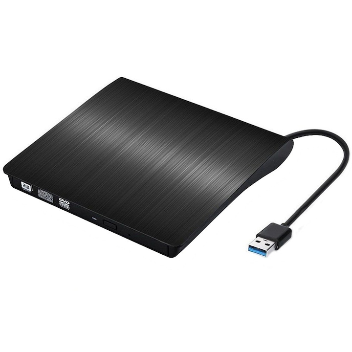 Външно DVD устройство, USB 3.0, подходящ за преносими настолни компютри, Черeн