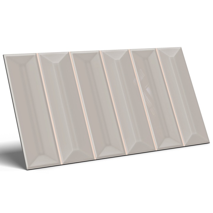 Plytka ceramica Prisma Mink Glossy 15x30 cm, 9 mm, bej, set de 22 bucati