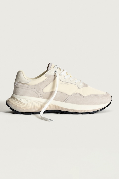 HOFF, Nyersbőr sneaker textilrészletekkel, Csontszín/Világosszürke, 37