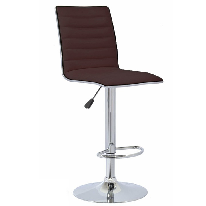 Scaun de bar JustSit Estero, reglabil, ecologic, metalic, culoare maro, stil loft