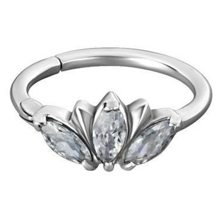 Piercing dama, Crazy Needles, argintiu/alb, 1.2/10