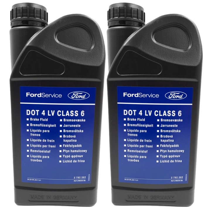 Опаковка от 2 литра спирачна течност Ford DOT 4 LV Class 6