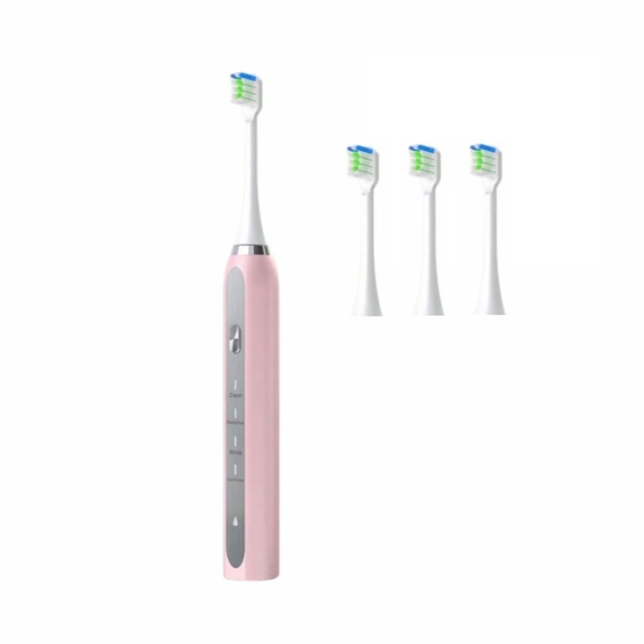 Periuta de dinti electrica RSY Sonic, 38.000 vibratii/min, 4 moduri, roz