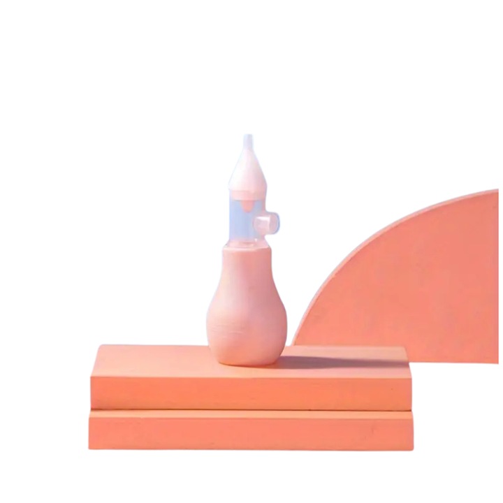 Aspirator nazal manual pentru bebelusi din silicon - roz