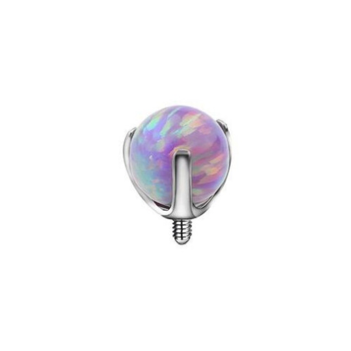 Piercing din titan cu opal violet, Crazy Needles, Argintiu