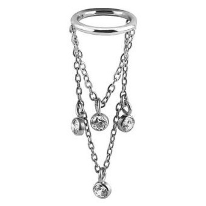 Piercing cu lant dama, Crazy Needles, argintiu, 1.2/8