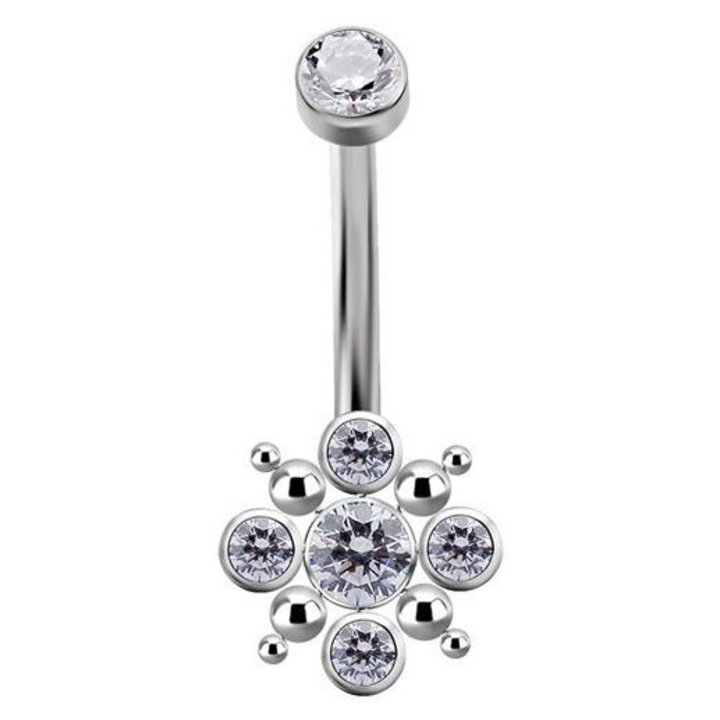 Piercing buric dama, Crazy Needles, titan, zirconiu, 1.6/8