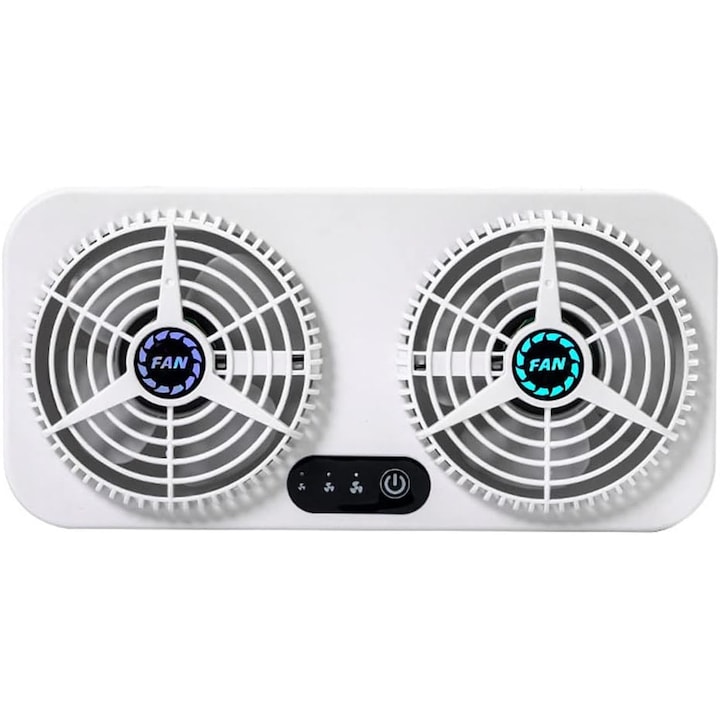 Ablakba helyezhető elszívó ventilátor, FAN, kettős felhasználású, légtisztító, fehér, 25x8,5x12cm, USB töltőkábellel