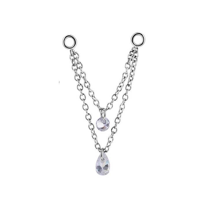 Lant pentru piercing dama, Crazy Needles, otel, argintiu, 30 mm