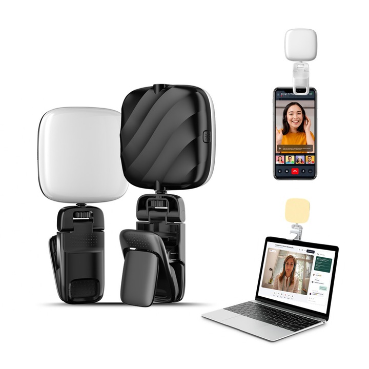 LED szelfifény, 3 világítási mód, 2500-6000K, telefonhoz, kamerához, laptophoz