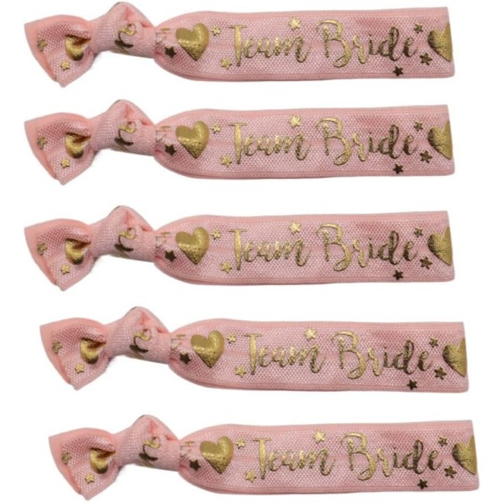 Set 11 Bratari, Flippy, pentru Petrecerea Burlacitelor, din Panza, Marime Universala, Alb/Roz