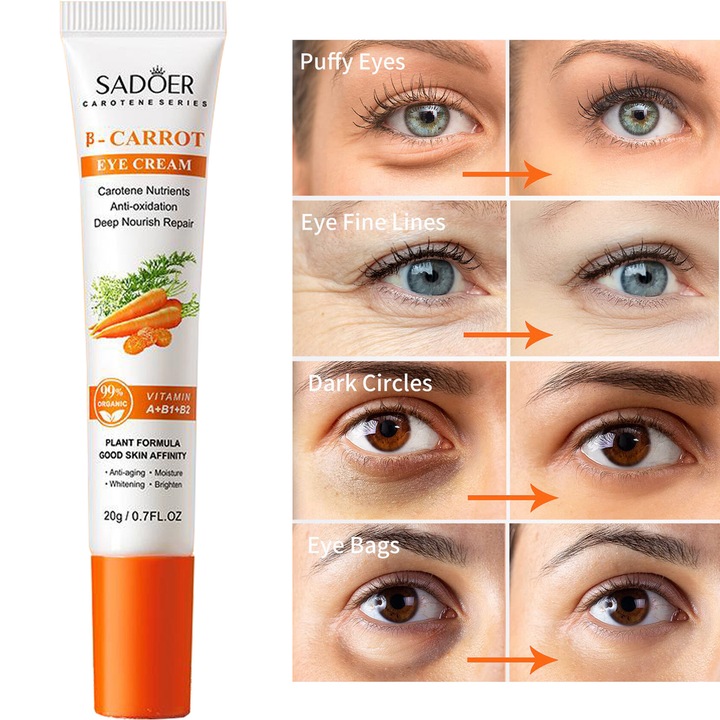 Crema de ochi cu esenta de caroten, hidratare ridicata, hidratare antirid, imbunatatirea cearcanelor, potrivita pentru toate tipurile de piele, 20g