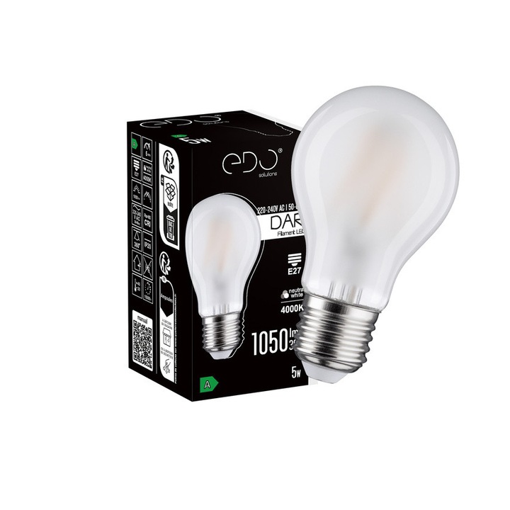 Dekorációs izzó DARI LED izzószál 5W, E27, 4000K, 1050lm, 230V, MATT A60, EDO777708 EDO Solutions EDO Solutions