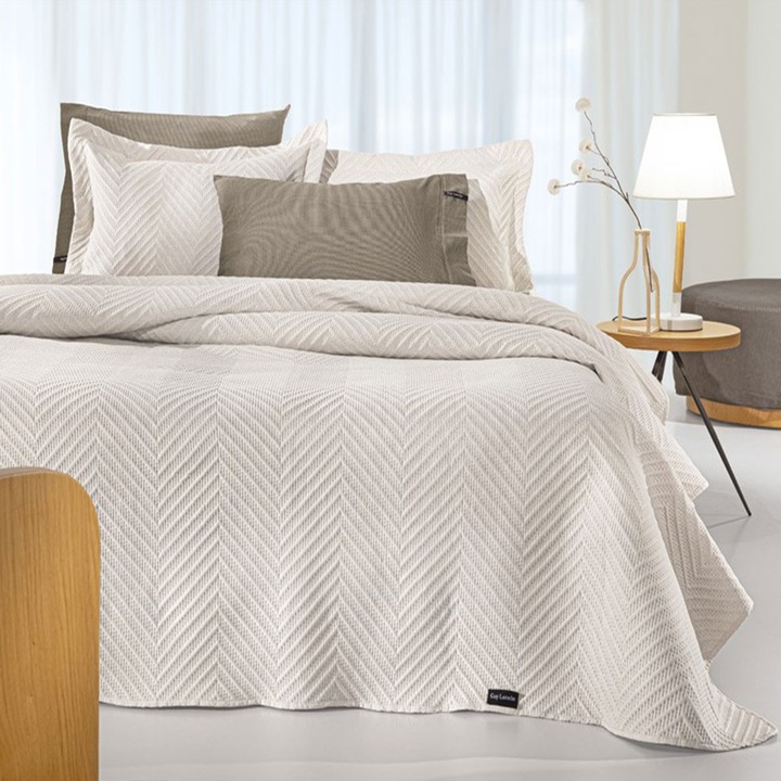 Set lenjerie de pat Hamptons, 2 piese, microfibra, 180x240cm si 45x45cm, alb