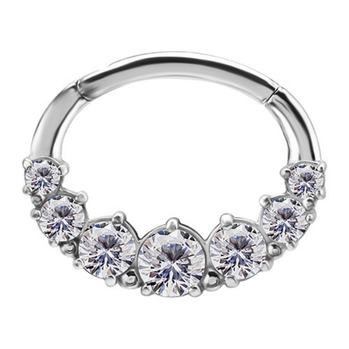 Colier clicker argintiu cu zirconii albe Premium - Crazy Needles, rezistent la coroziune, 1,2x6mm