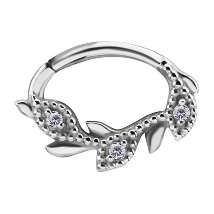 Colier clicker argintiu cu zirconii albe Premium - Crazy Needles, rezistent la coroziune, 1,2x6mm