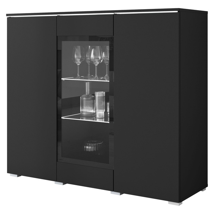 Comoda Sawoti 120 cu LED, MIRJAN24, negru grafit, 40x120x104 cm