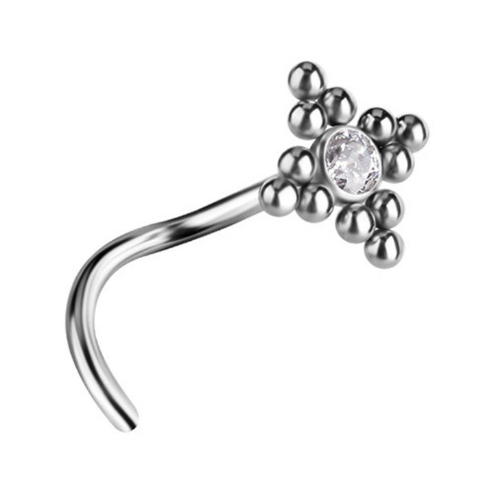 Cercei din titan cu zirconii albe, Crazy Needles, 5x6mm, set 1 bucata