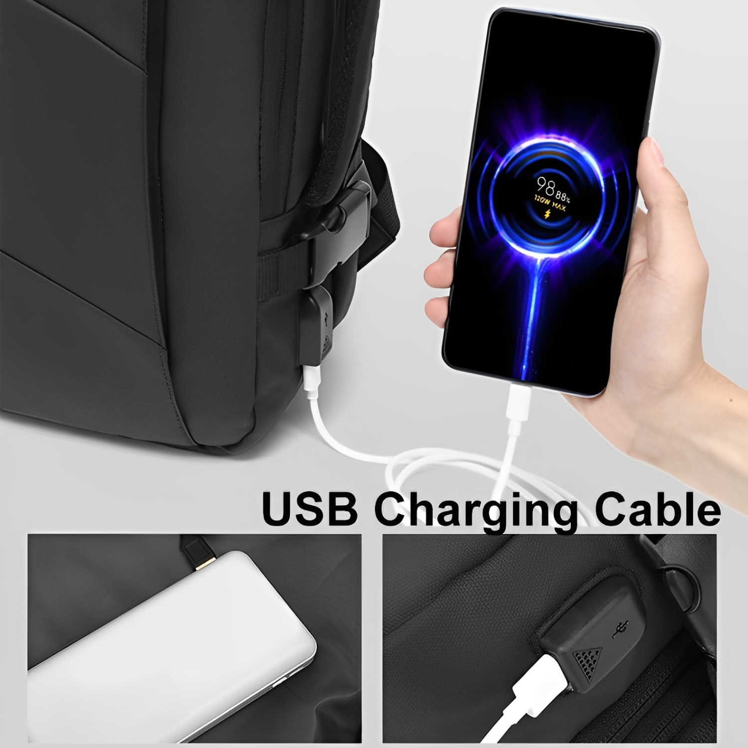 Rucsac laptop Business, BYONDSELF®, Extensibil pana la 40L, 17.3'', 3 compartimente, cu port USB, Multifunctional, Potrivit pentru afaceri/timp liber/calatorii, impermeabil, Potrivit pentru barbati si femei, Negru