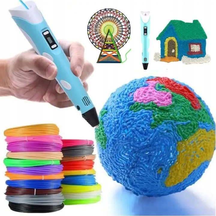 3D Pen for Kids Starter Kit със синя нишка 9 метра за принтера