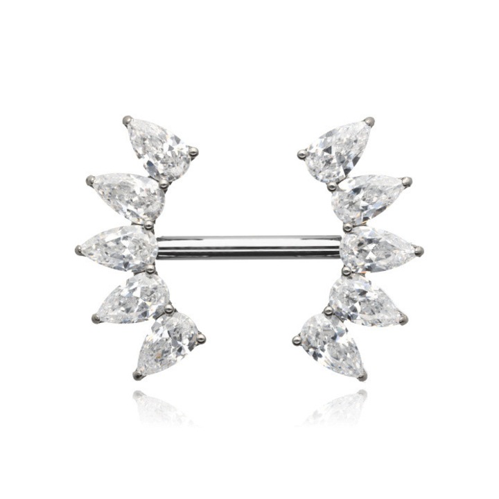 Piercing din titan cu, Crazy Needles, argintiu, 8x17mm