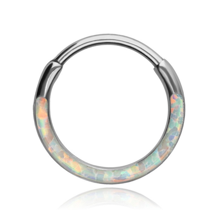 Piercing dama, Crazy Needles, titan, opal, 1.2x0.8mm, multicolor
