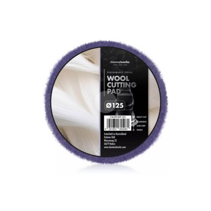 Disc polish abraziv cu blana, violet Chemicalworkz Wool Cutting Pad 125MM