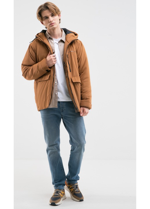 Jacheta barbati Big Star, design tehnic, gluga functionala, poliester, maro