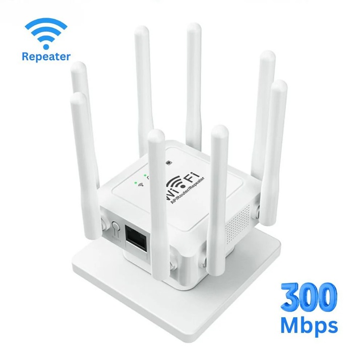 Amplificator WiFi 1200Mbps cu 8 Antene Externe, Amplificator de Semnal si Extindere a Retelei pentru conectivitate rapida si stabila